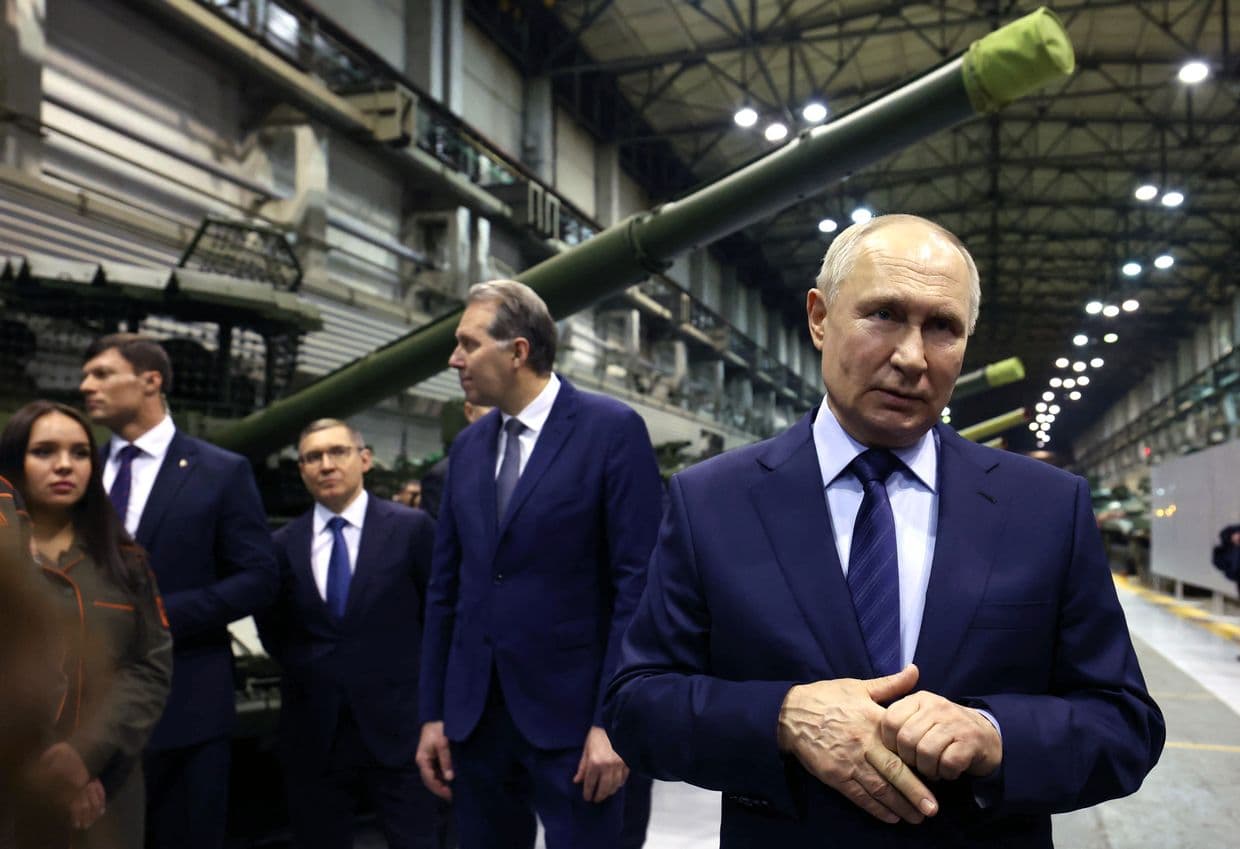 Russia’s President Putin visits Uralvagonzavod, the country’s main tank factory in Nizhny Tagil, Russia, on Feb. 15, 2024.