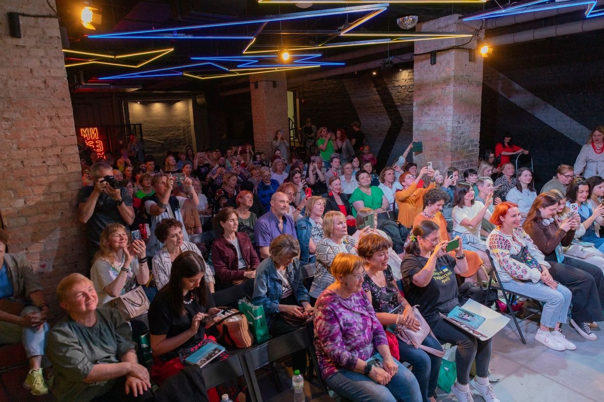 Attendees of the Meridian Czernowitz literary festival in Zaporizhzhia, Ukraine, on June 28–29, 2025.
