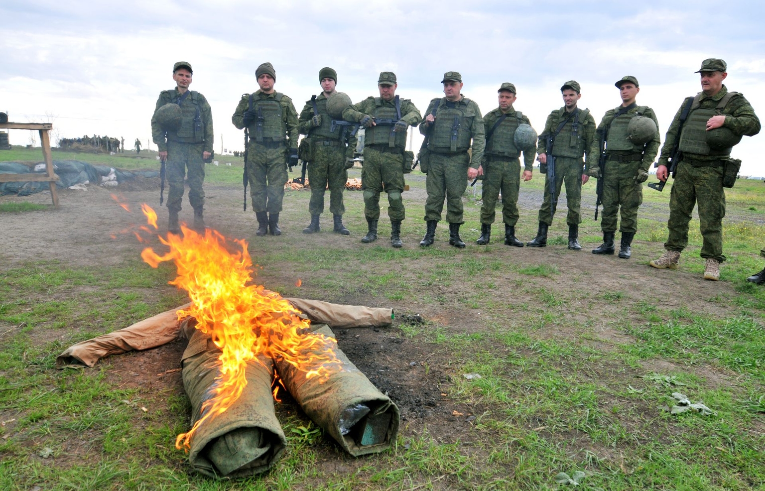 Russian citizens drafted during the partial mobilization begin their military training for the Russian invasion of Ukraine in Rostov, Russia, on Oct. 4, 2022.