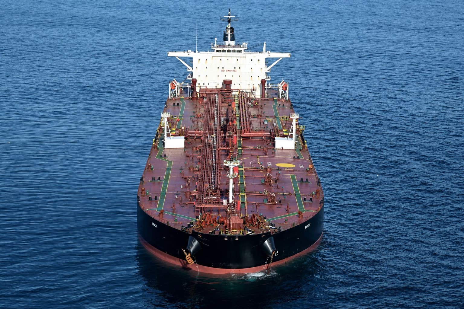 An aerial view shows the tanker Boracay off the coast of Saint-Nazaire, France, on Oct. 1, 2025.