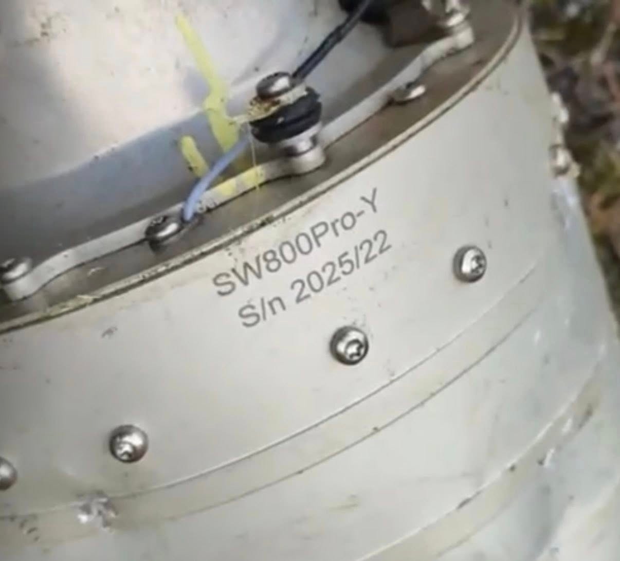 The Chinese SW800Pro-Y jet engine, which the Russians are installing on the UMBP-5R aerial bomb, photographed in Poltava Oblast, Ukraine, in October 2025.