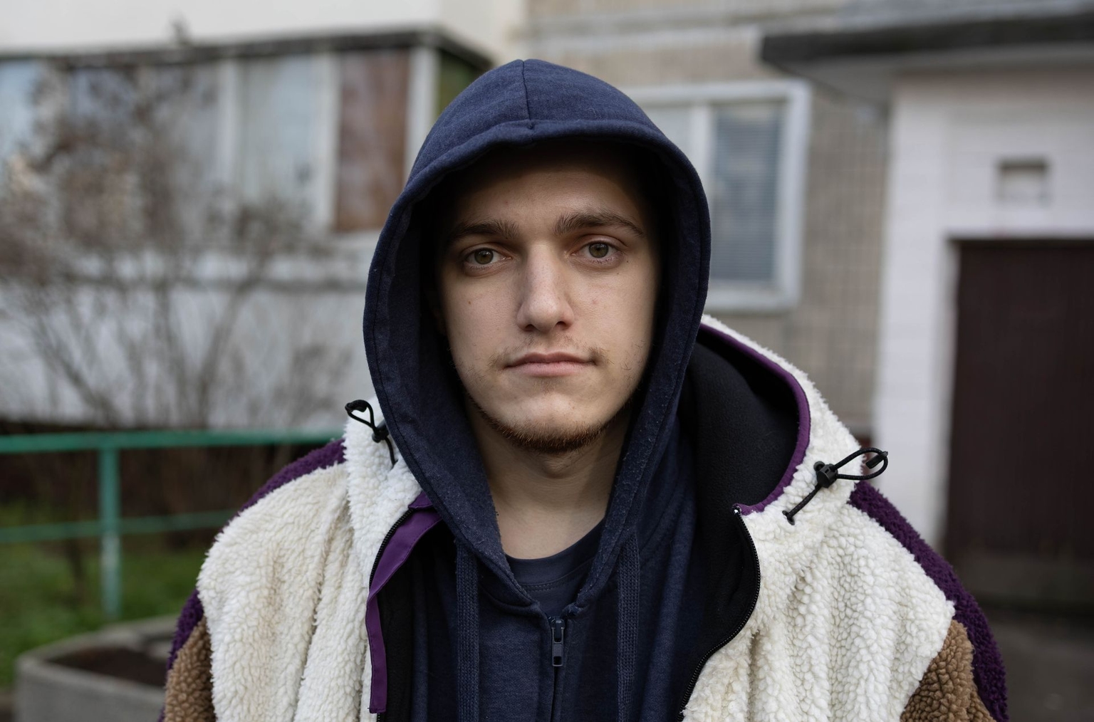 Kyrylo Chyrkov, a resident of the house that was damaged after the Russian mass attack in Kyiv, Ukraine on Nov. 25, 2025.