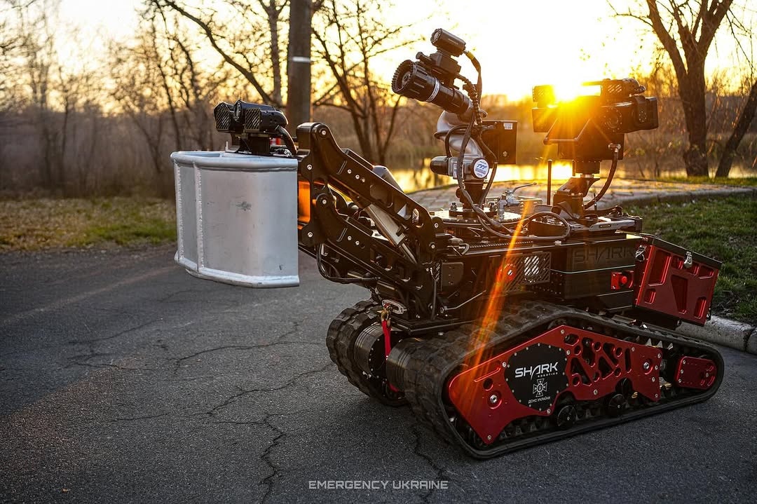 The Colossus firefighting robot is seen at an undisclosed location in Ukraine in an undated photo.