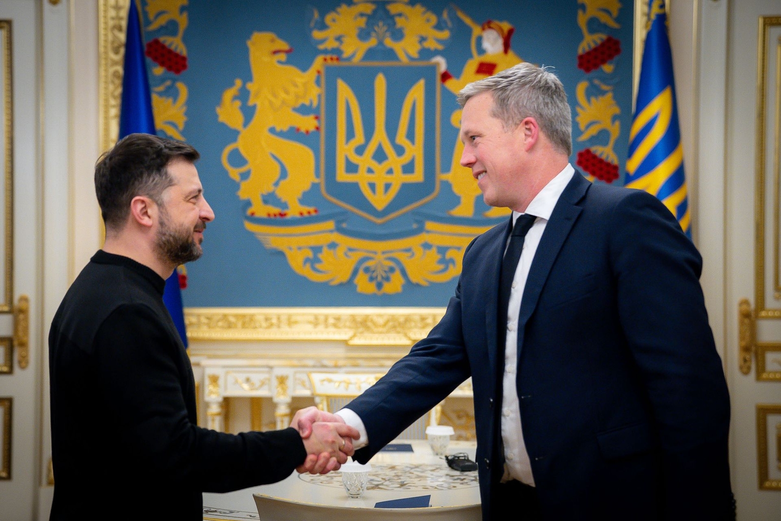 President Volodymyr Zelensky meets U.S. Secretary of the Army Daniel Driscoll in Kyiv, Ukraine, on Nov. 20, 2025.