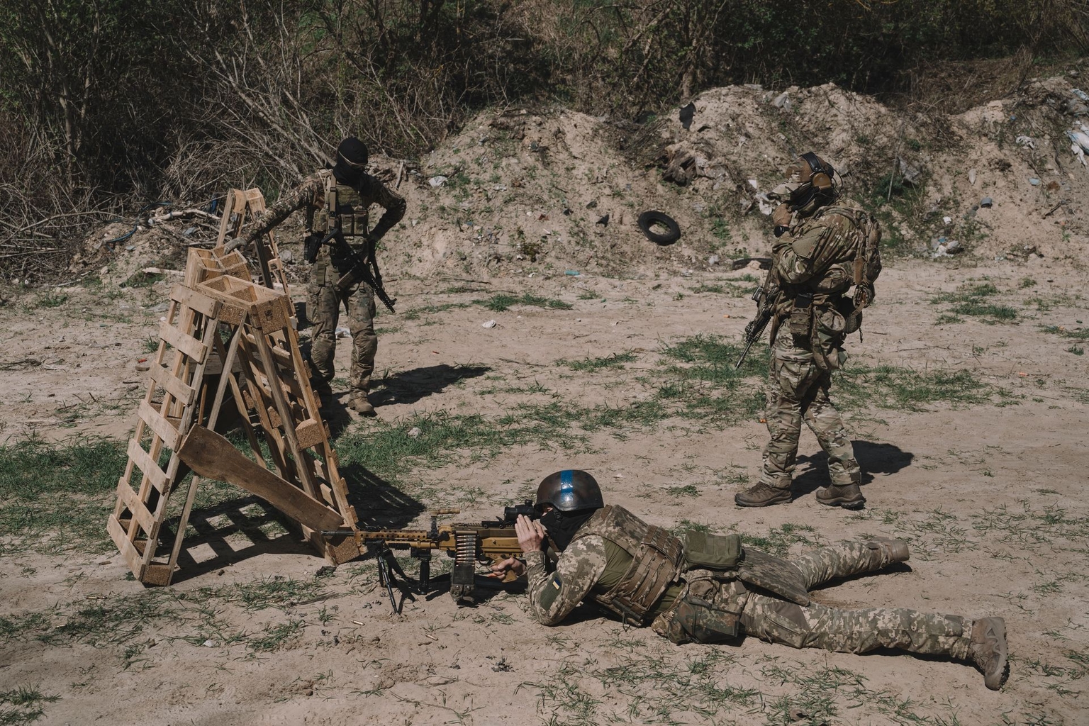 Members of the Siberian Battalion take part in military exercises with the International Legion of the Armed Forces of Ukraine in Ukraine, on April 10, 2024.