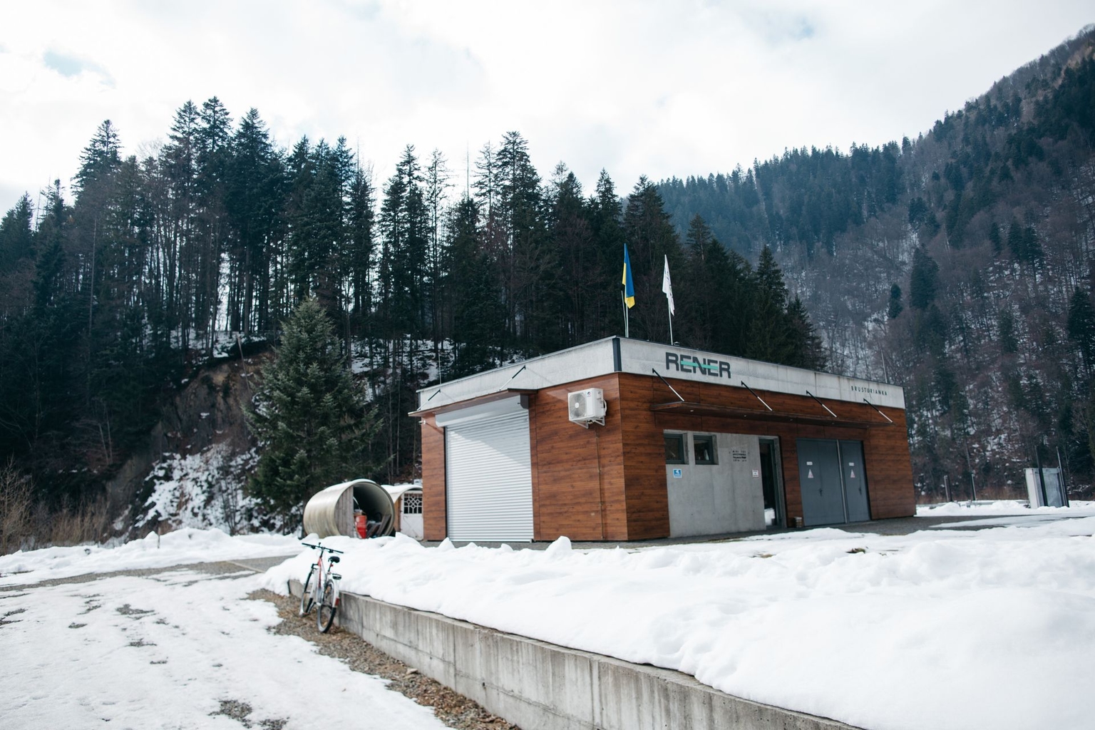 A view of hydroelectric power stations built in 2014 by Rener, a Ukrainian renewable energy group, in the mountain village of Ust-Chorna, Zakarpattia Oblast, Ukraine, on Feb. 10, 2026.