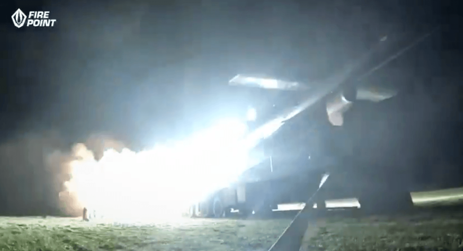 An undated screenshot from a video showing the launch of a Flamingo missile