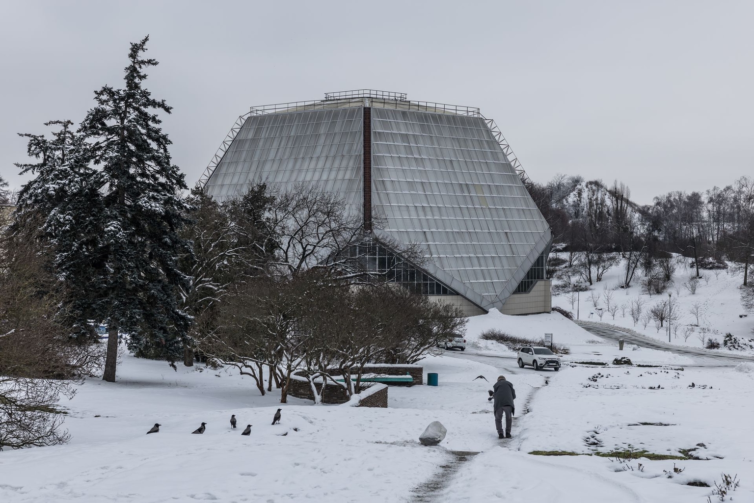 A view of greenhouses housing collectible plants at the Kyiv National Botanical Garden in Kyiv, Ukraine, on Jan. 30, 2026.