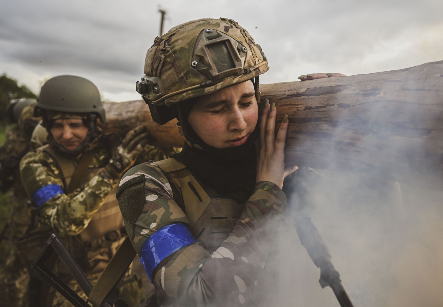 Members of the Ukrainian Army's 128th Carpathian Mountain Assault Brigade train as they prepare to deploy to the front in Zaporizhzhia, Ukraine, on July 15, 2023. (