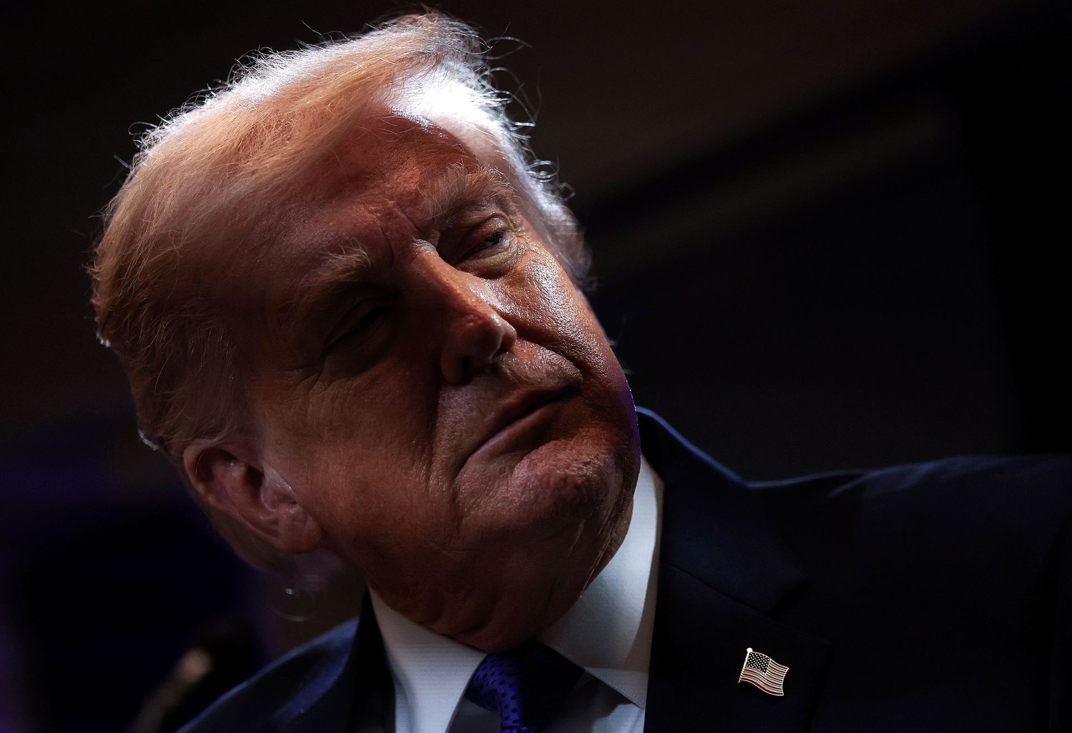 U.S. President Donald Trump speaks during a press briefing at the White House in Washington, D.C., U.S. on Feb. 20, 2026.