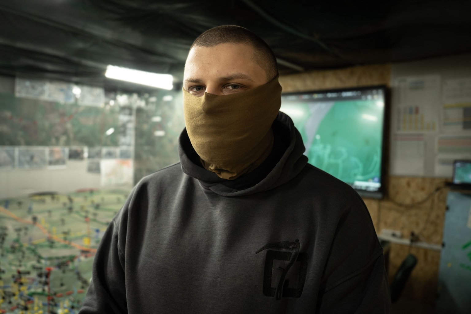 "Druid," UAV company commander at a command post near Kupiansk, Kharkiv Oblast, Ukraine, on April 1, 2026.