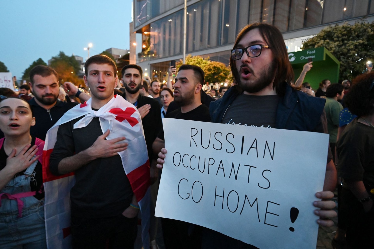 protest against a controversial "foreign influence" bill in Tbilisi, Georgia, on April 28, 2024.
