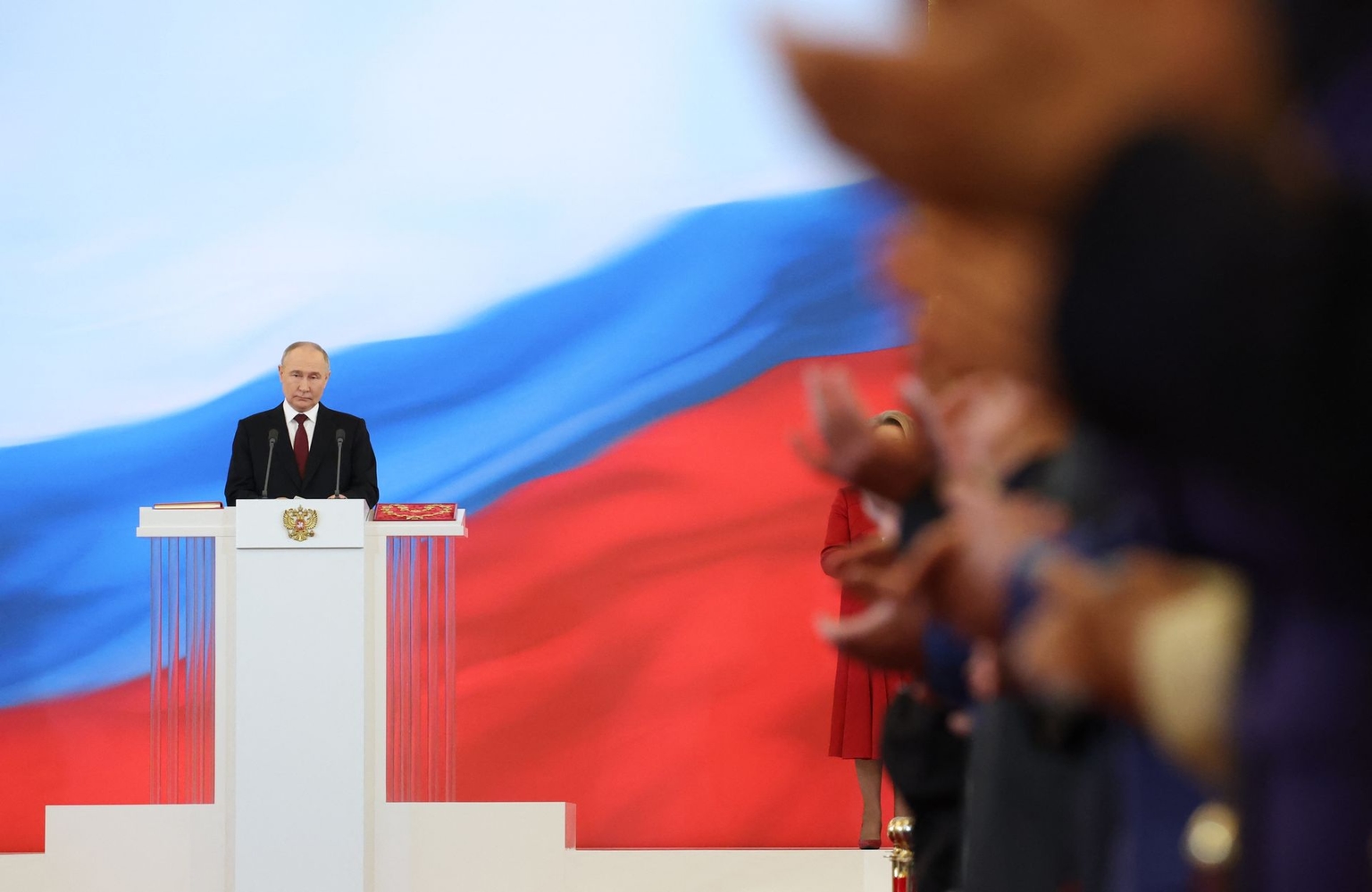 Vladimir Putin delivers a speech in Moscow, Russia, on May 7, 2024.