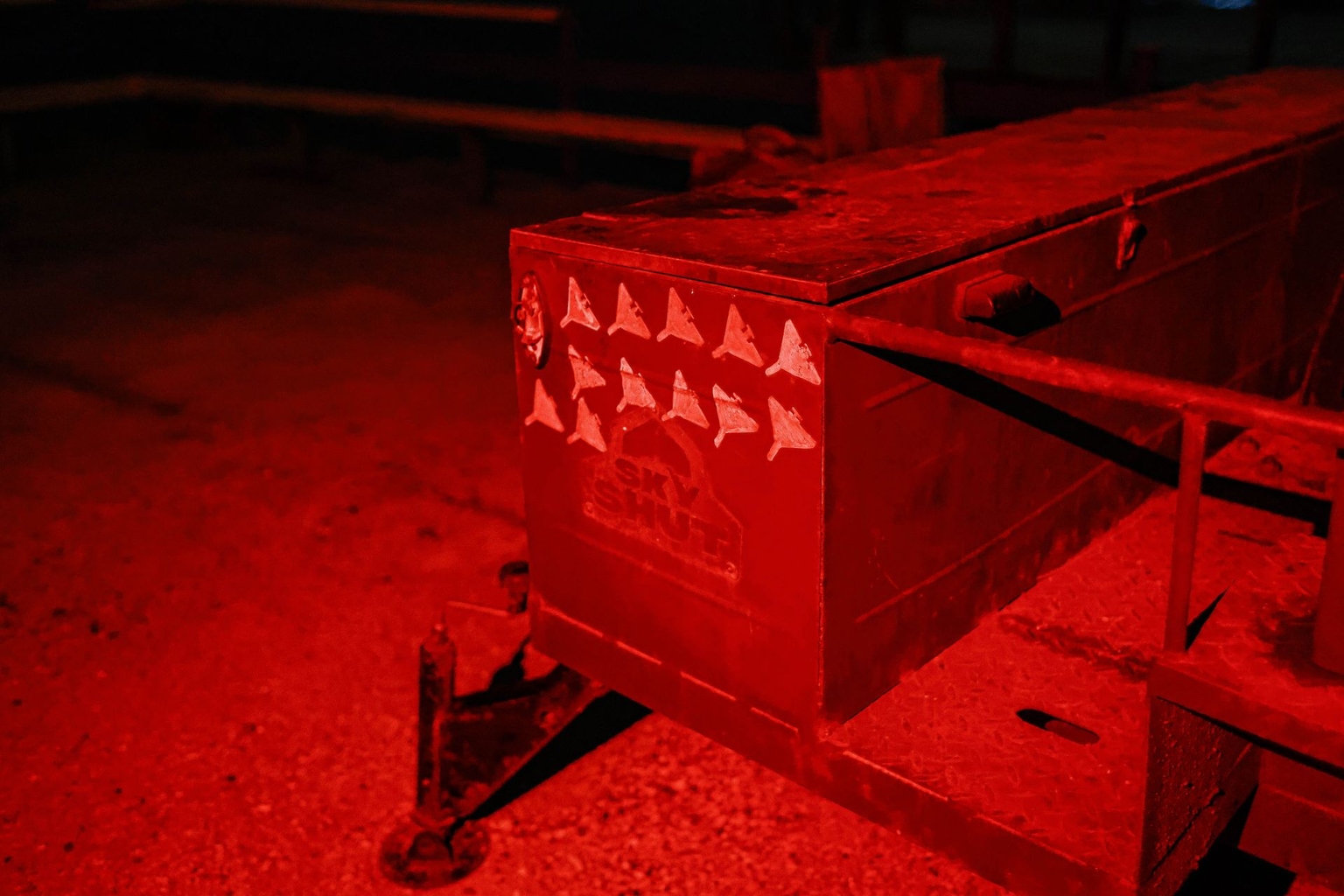 Twelve kill marks painted on the box of a Sky Shut mobile anti-drone system during a mission by a mobile unit of the Tsunami Regiment of the Liut Brigade of Ukraine's National Police in Odesa Oblast, Ukraine, on Dec. 22, 2025.