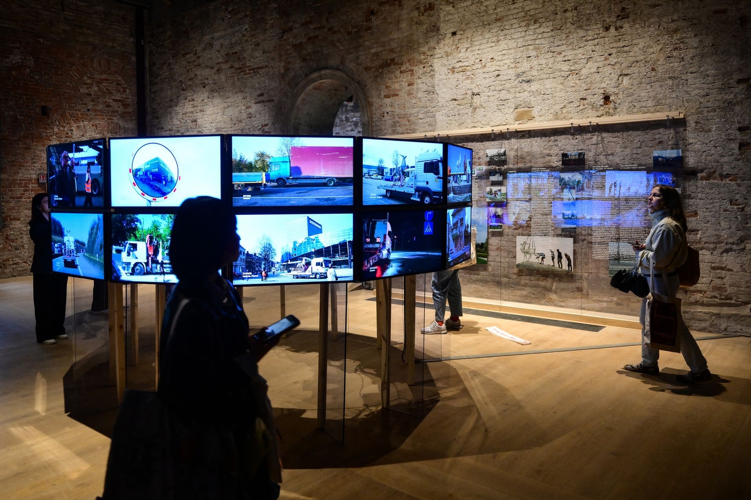 Visitors of the Ukrainian Pavilion during the pre-opening of the 61st Venice Biennale in Venice, Italy, on May 6, 2026.