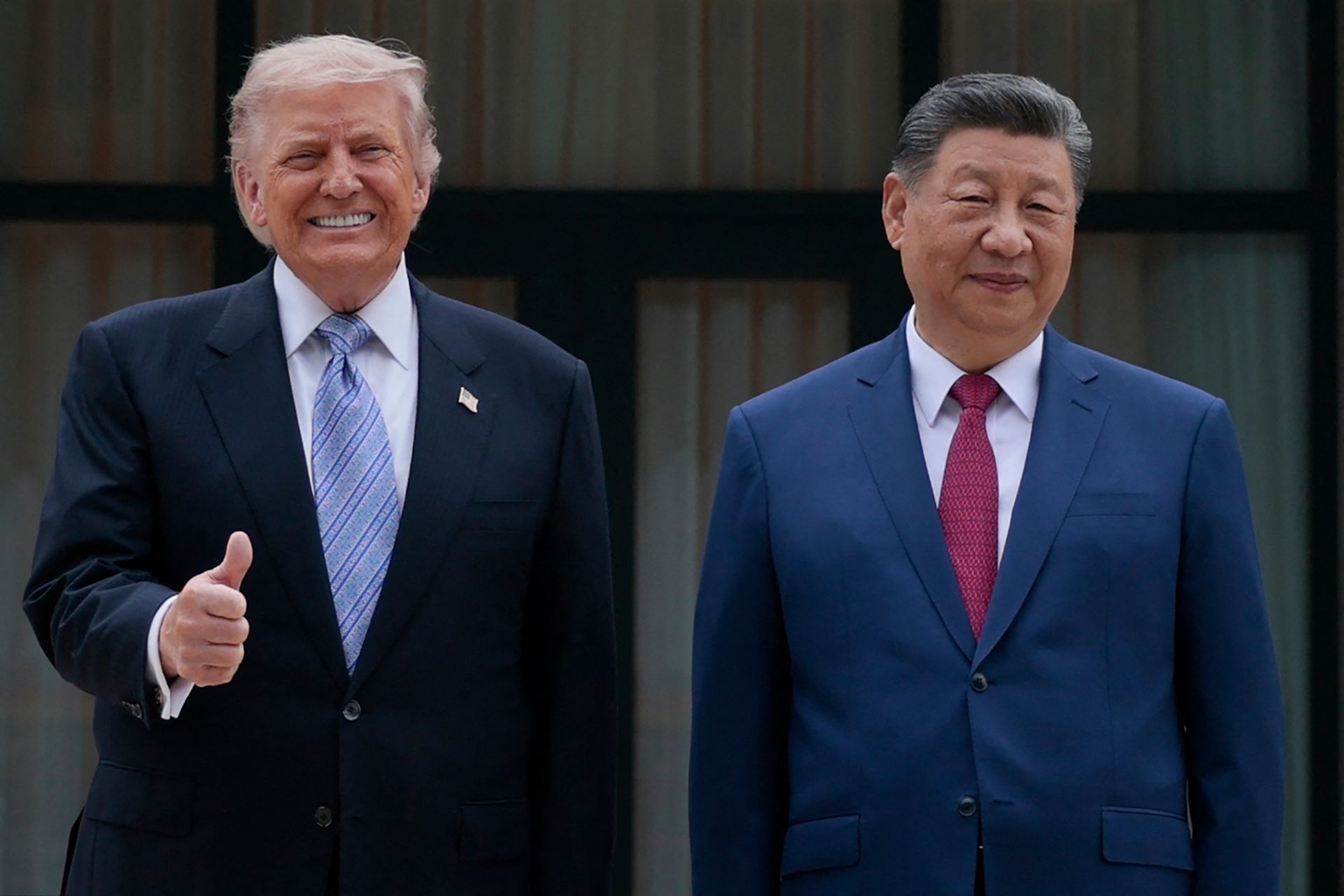 U.S. President Donald Trump (L) and Chinese President Xi Jinping (R) in Beijing, China, on May 15, 2026.
