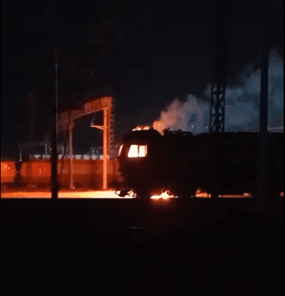 Pro-Ukrainian partisans set locomotive ablaze in Russia's Lipetsk Oblast, group claims