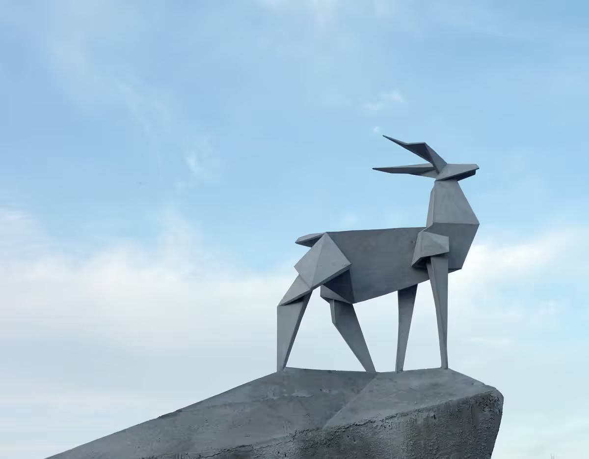 The Origami Deer, installed in Pokrovsk, Donetsk Oblast, Ukraine.