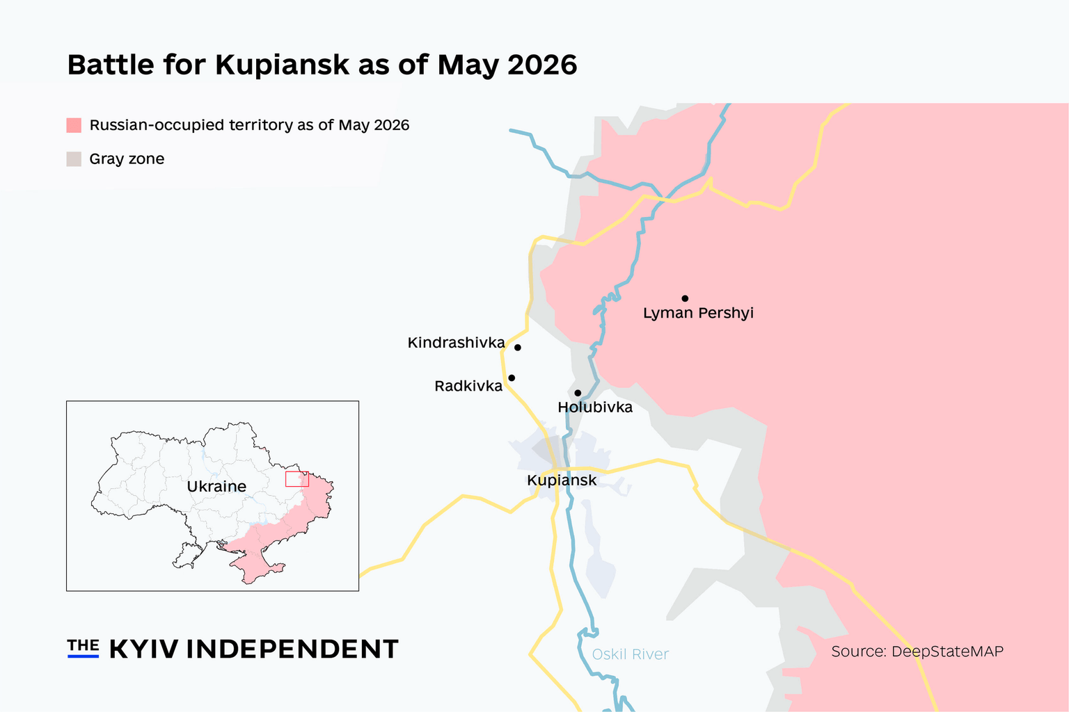 Battle of Kupiansk as of May 2026.