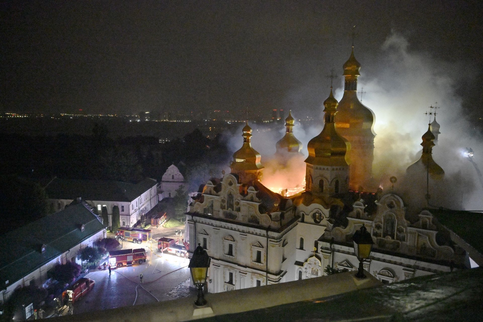 Kyiv Pechersk Lavra following a Russian missile strike on Kyiv, Ukraine, on June 15, 2026.