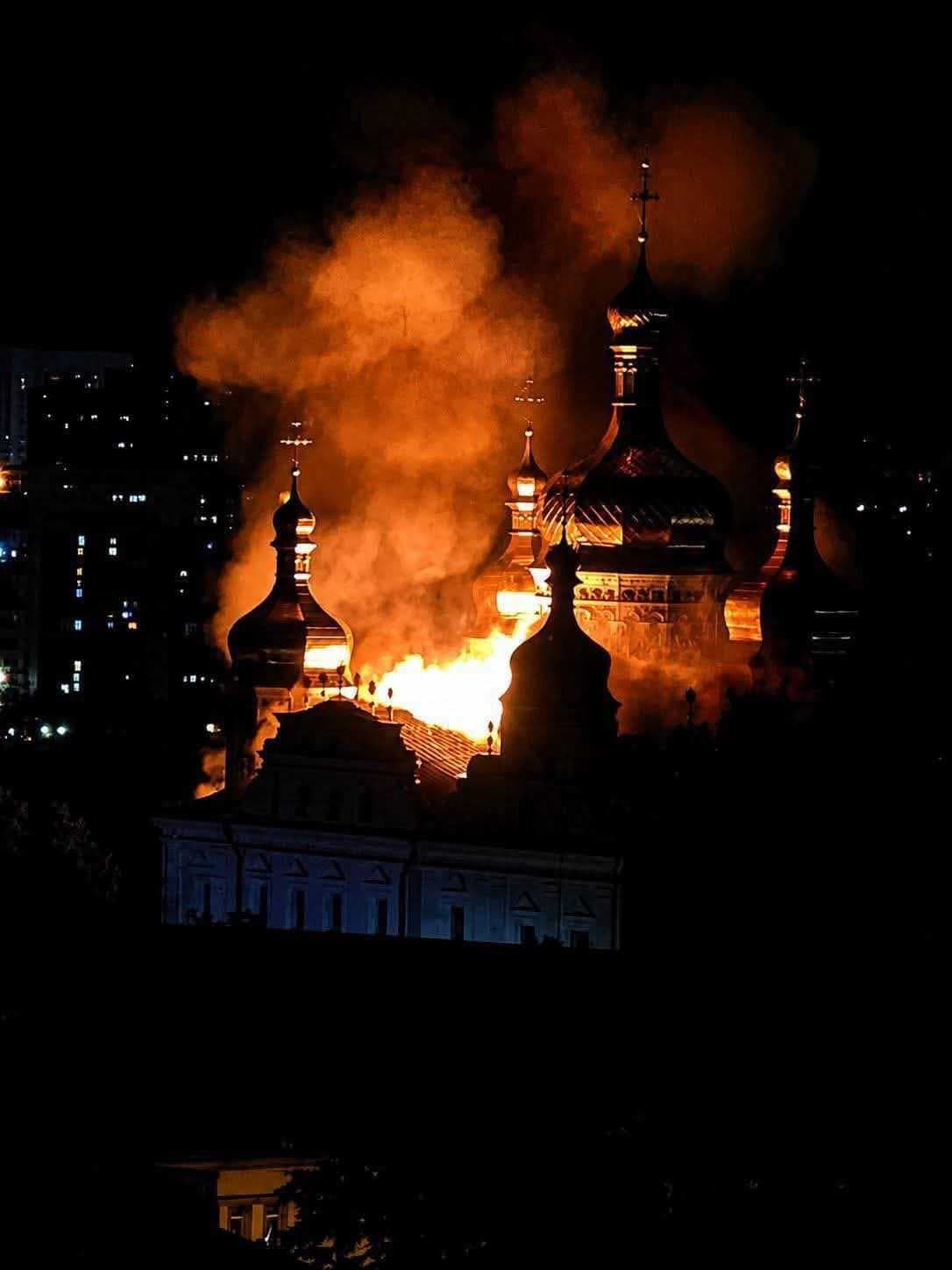 Kyiv's historic Pechersk Lavra burns as Russian rains ballistic missiles on capital