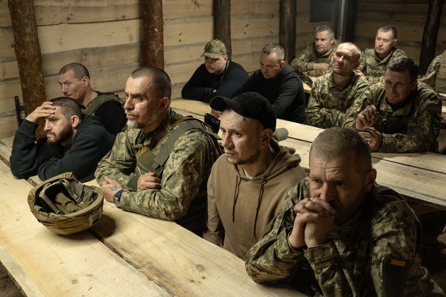 A briefing for recruits of Ukraine's 66th Mechanized Brigade in Kharkiv Oblast, Ukraine, on April 2, 2026.
