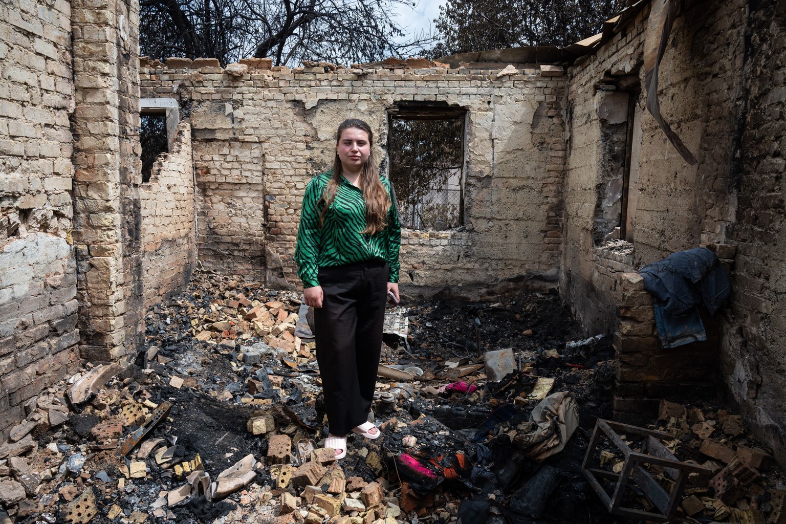 Anastasiia Mysaka, 21, poses for a portrait in Vyshneve, Kyiv Oblast, Ukraine, on July 3, 2026.