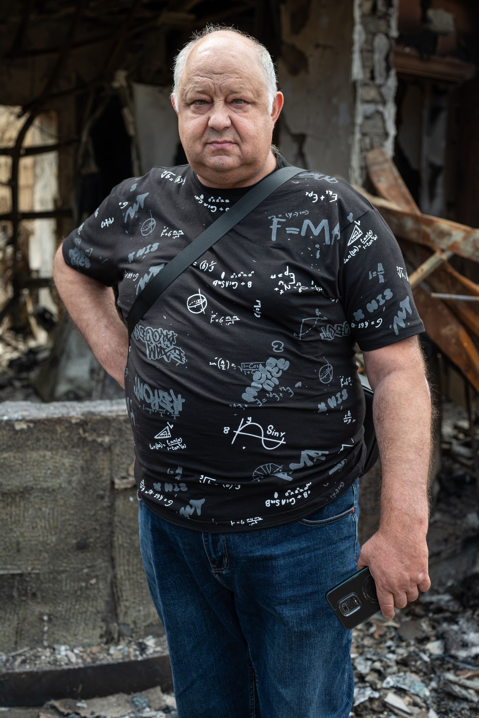 Vitalii Nikolaienko, 62, poses for a portrait in Vyshneve, Kyiv Oblast, Ukraine, on July 3, 2026.