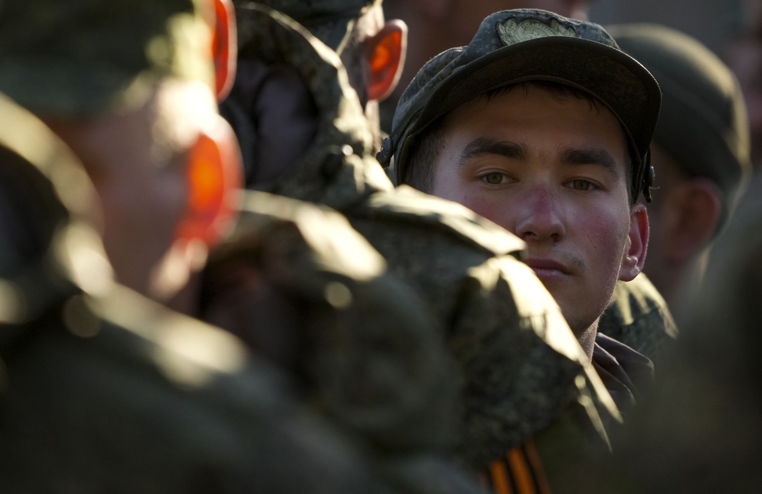 Russian citizens drafted during the partial mobilization are dispatched to combat coordination areas in Moscow, Russia, on Oct. 10, 2022.