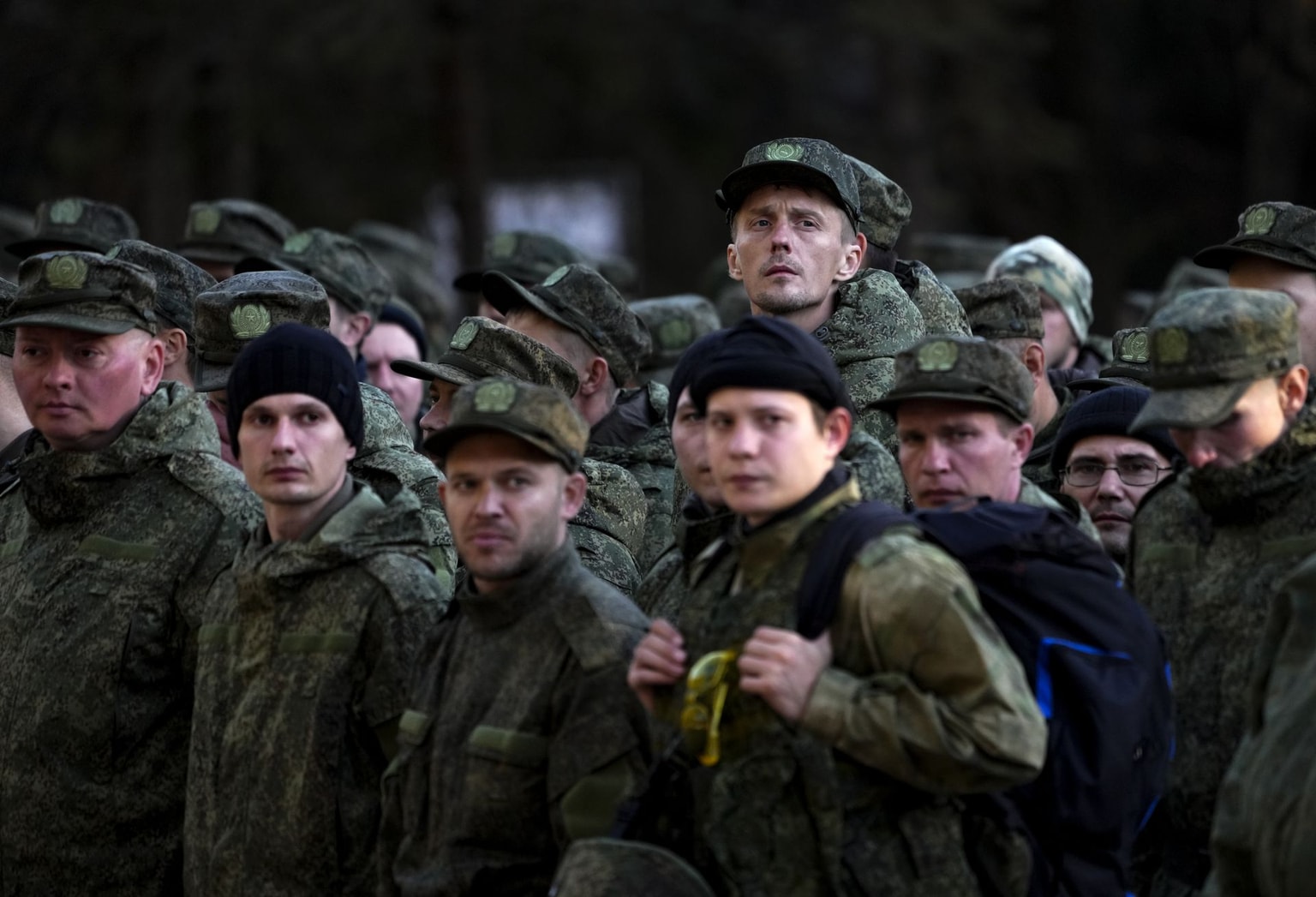 Russians drafted during the mobilization are dispatched to combat coordination areas in Moscow, Russia, on Oct. 10, 2022.