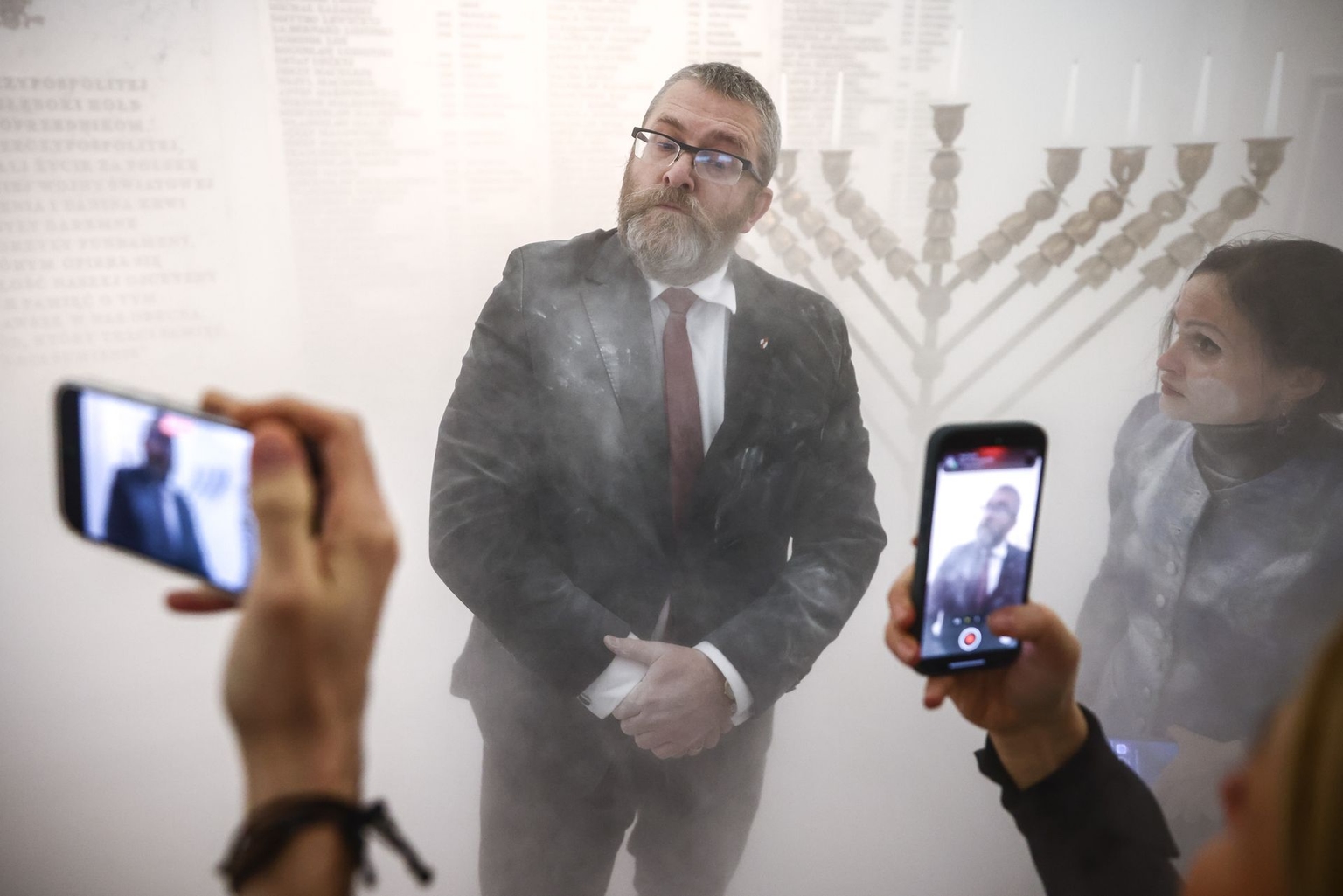Grzegorz Braun, a member of the far-right Confederation party, in Warsaw, Poland, on Dec. 12, 2023.