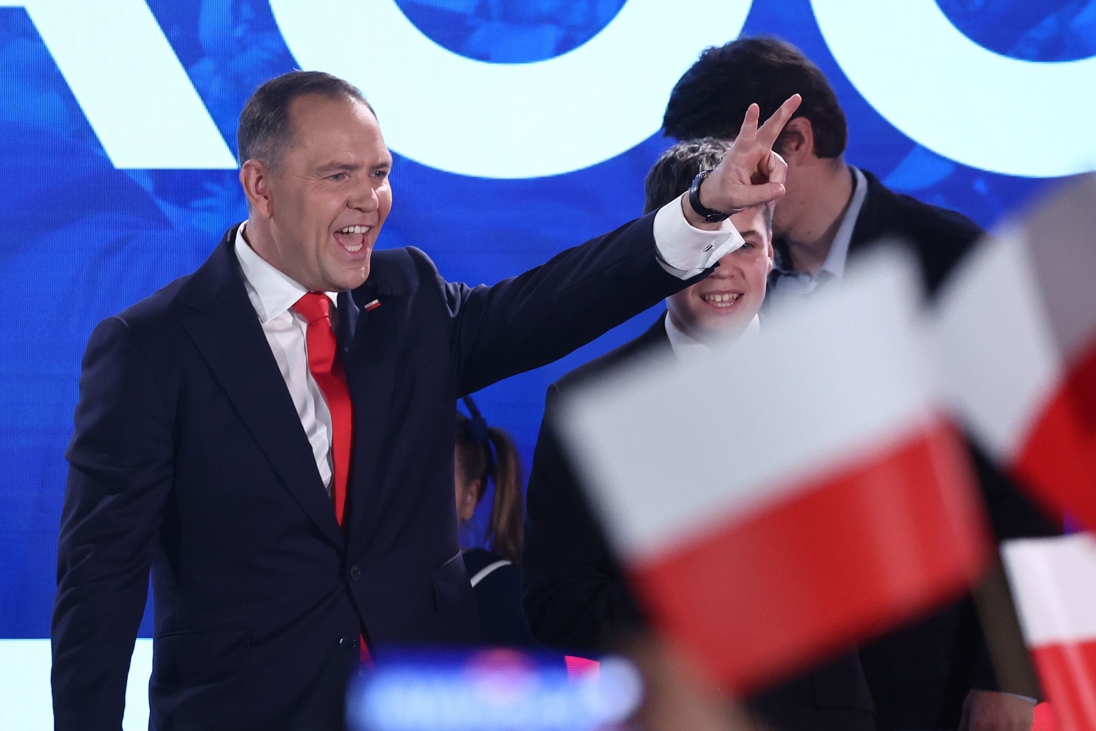 Karol Nawrocki during the election night following the second round of Poland's presidential election in Warsaw, Poland, on June 1, 2025.