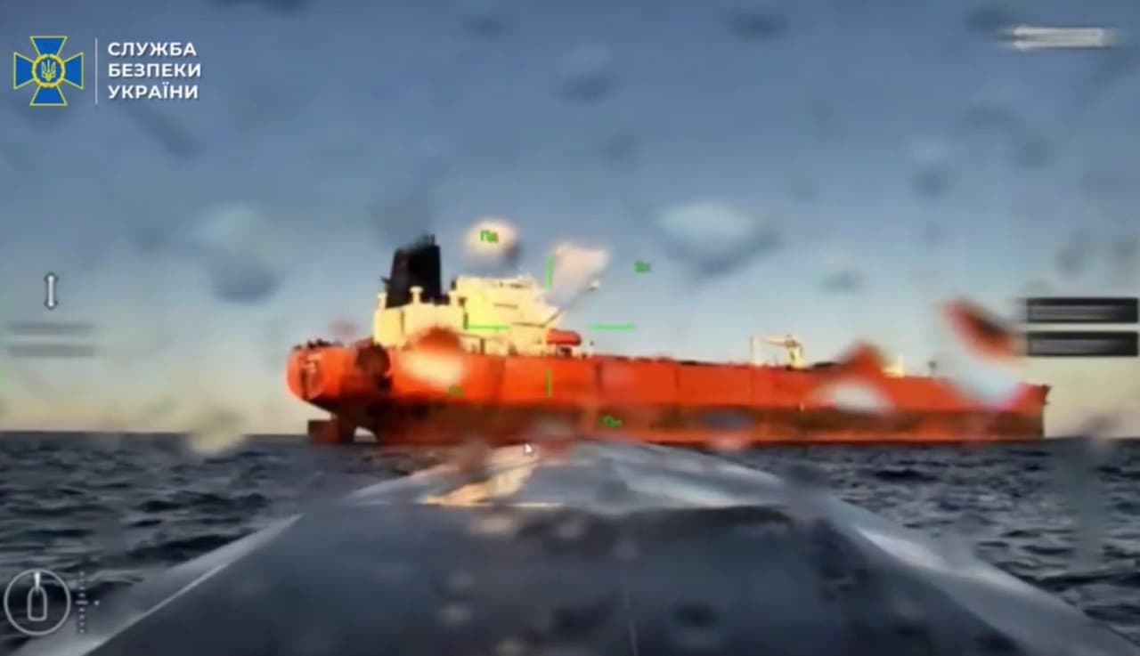 2 Russian shadow fleet tankers hit by drones in Black Sea, SBU says