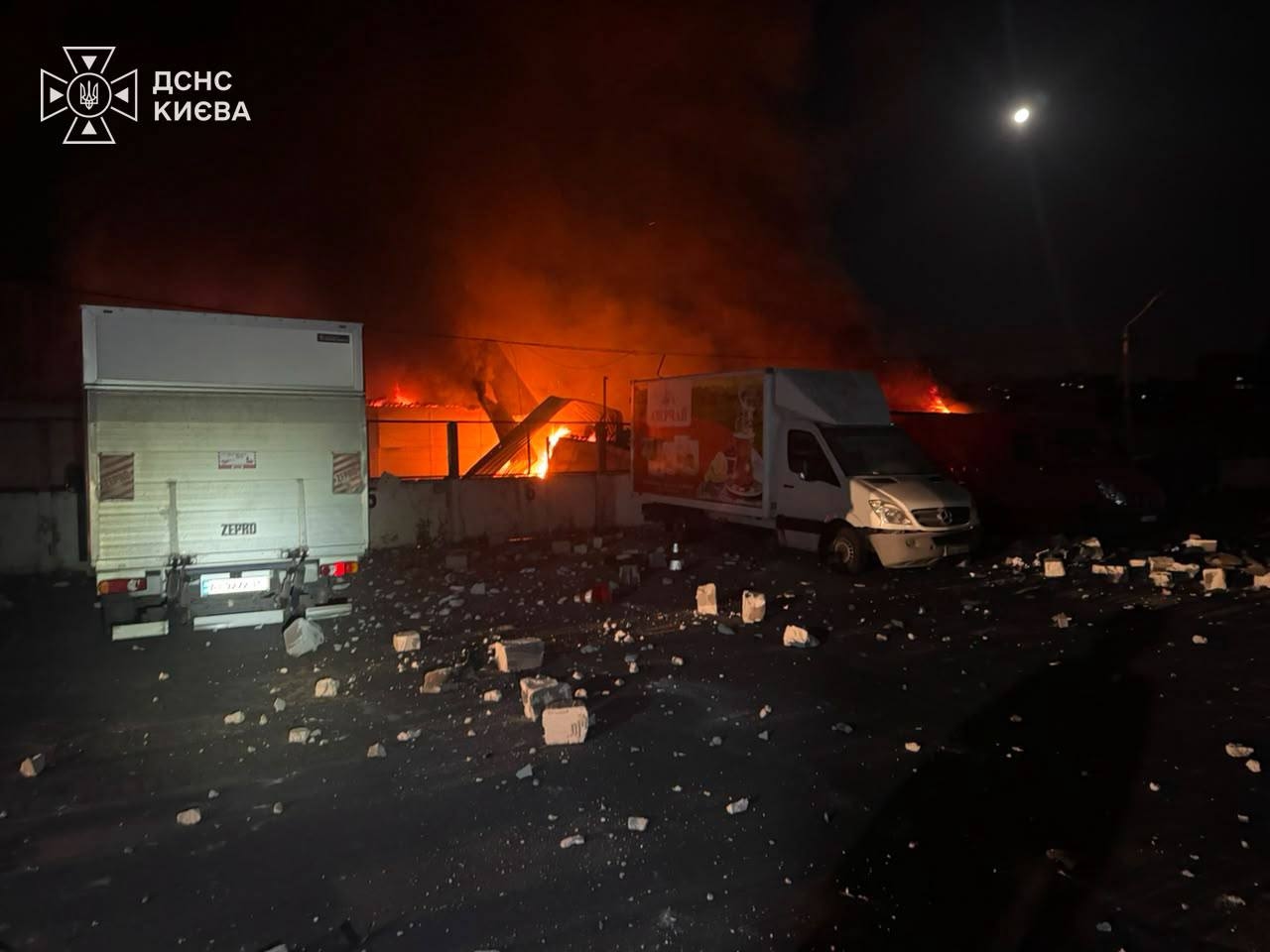 The aftermath of a large-scale Russian attack on Kyiv, Ukraine overnight on July 30, 2026.