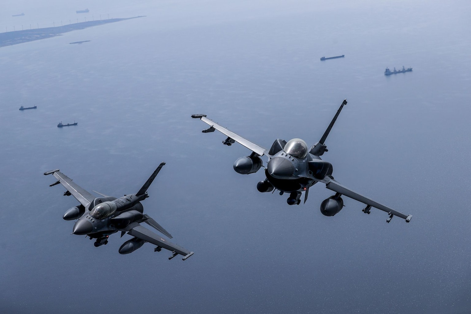 F-16 fighter jets from the Turkish Air Force fly over Canakkale, Turkiye, on May 11, 2026.