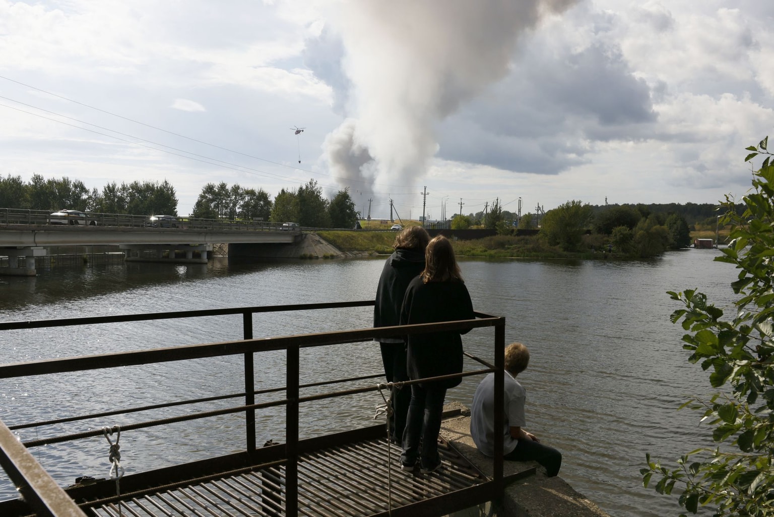Black smoke rises from a distribution warehouse near Moscow, Russia, on August 16, 2026.