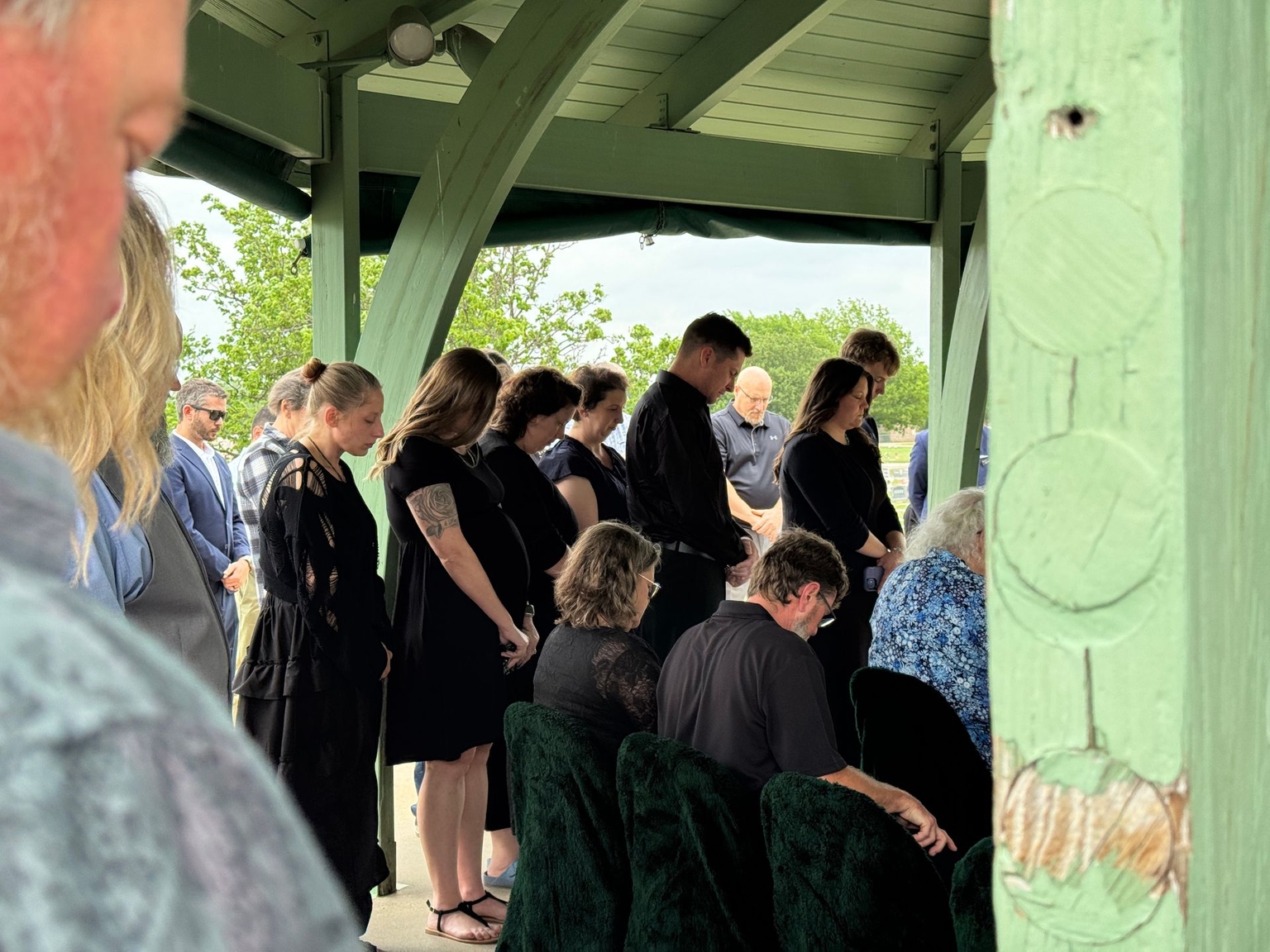 A ceremony for Shane Tackett is held in Shawnee, Oklahoma, on April 17, 2026.