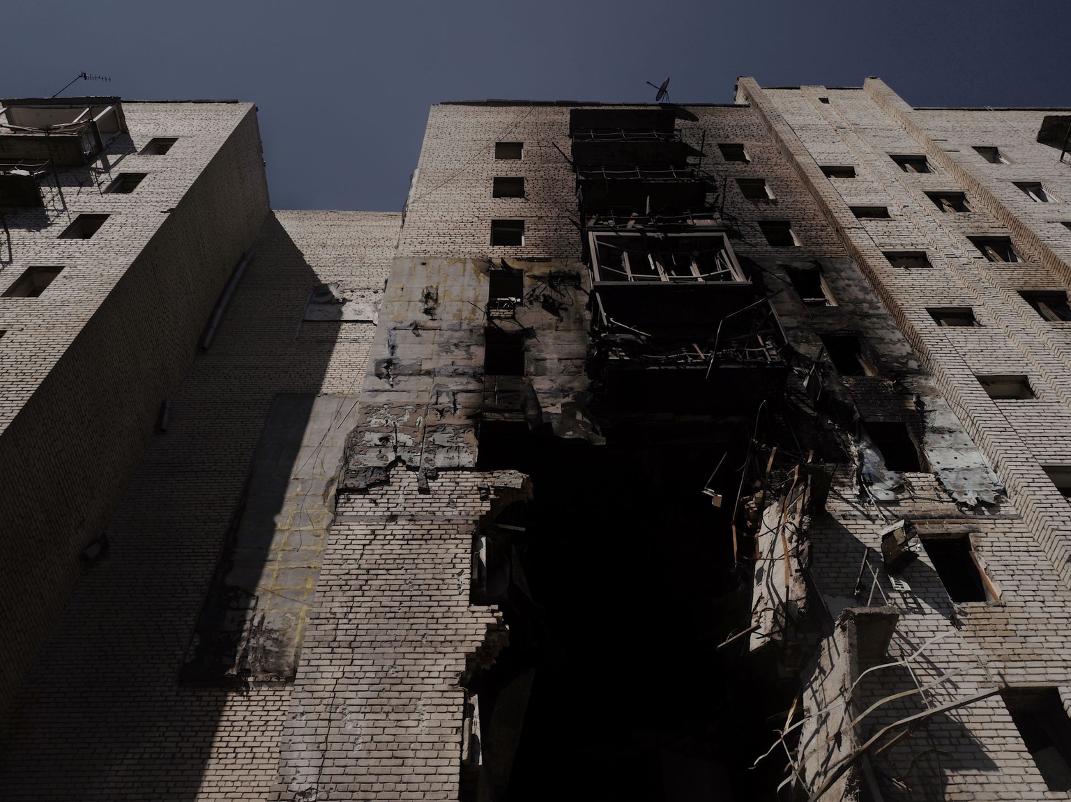 A destroyed civilian house stands in Kramatorsk, Ukraine, on August 16, 2026.