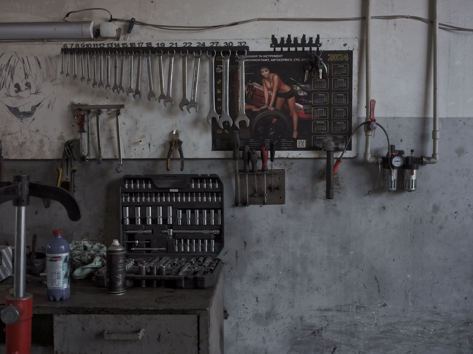 A local car repair shop in Pavlohrad, Ukraine, on August 15, 2026.