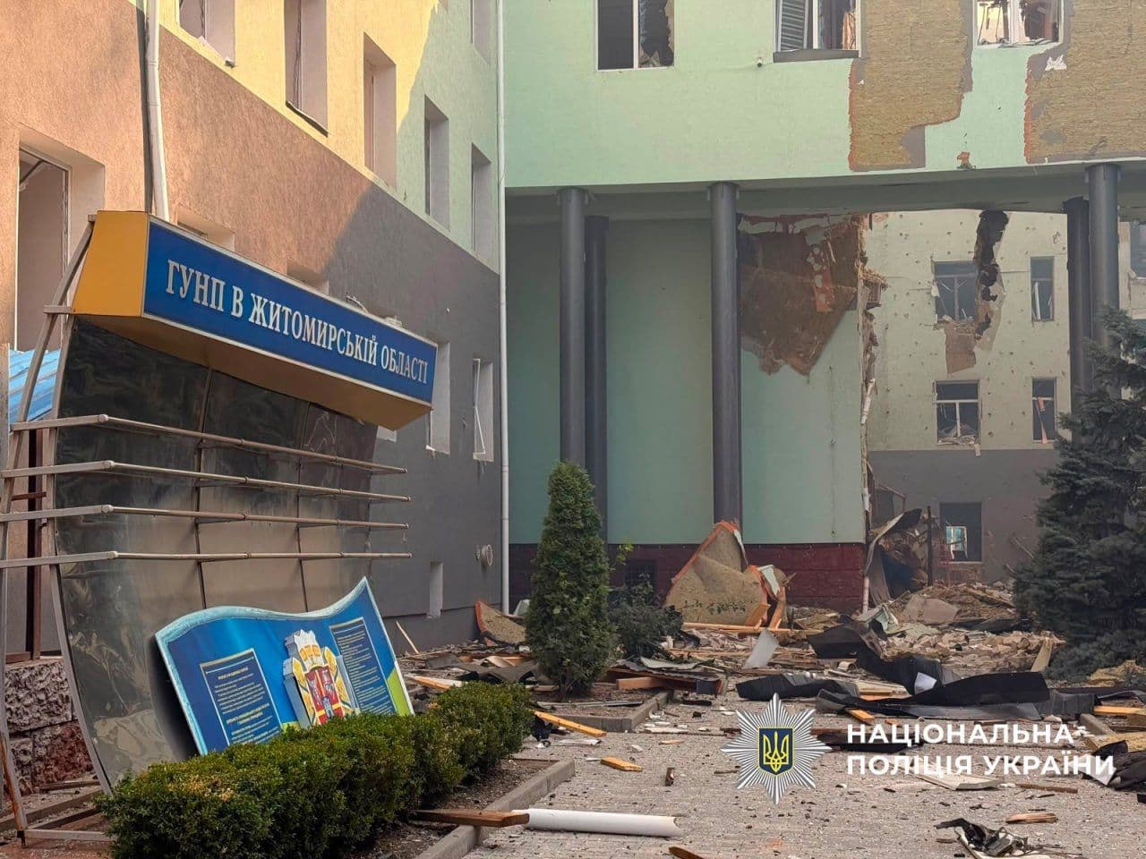 Russian drone strike on police headquarters in Zhytomyr kills 2, injures at least 20