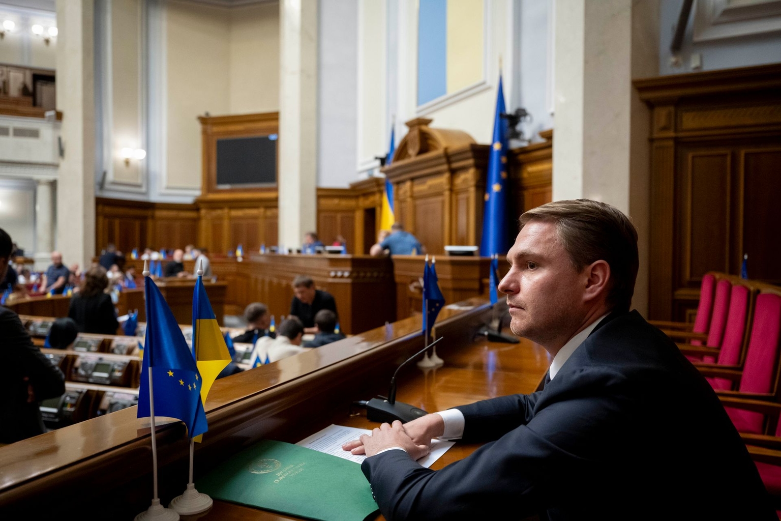 Then-Prosecutor General of Ukraine Ruslan Kravchenko attends a plenary session of the Verkhovna Rada in Kyiv, Ukraine, on June 17, 2025.
