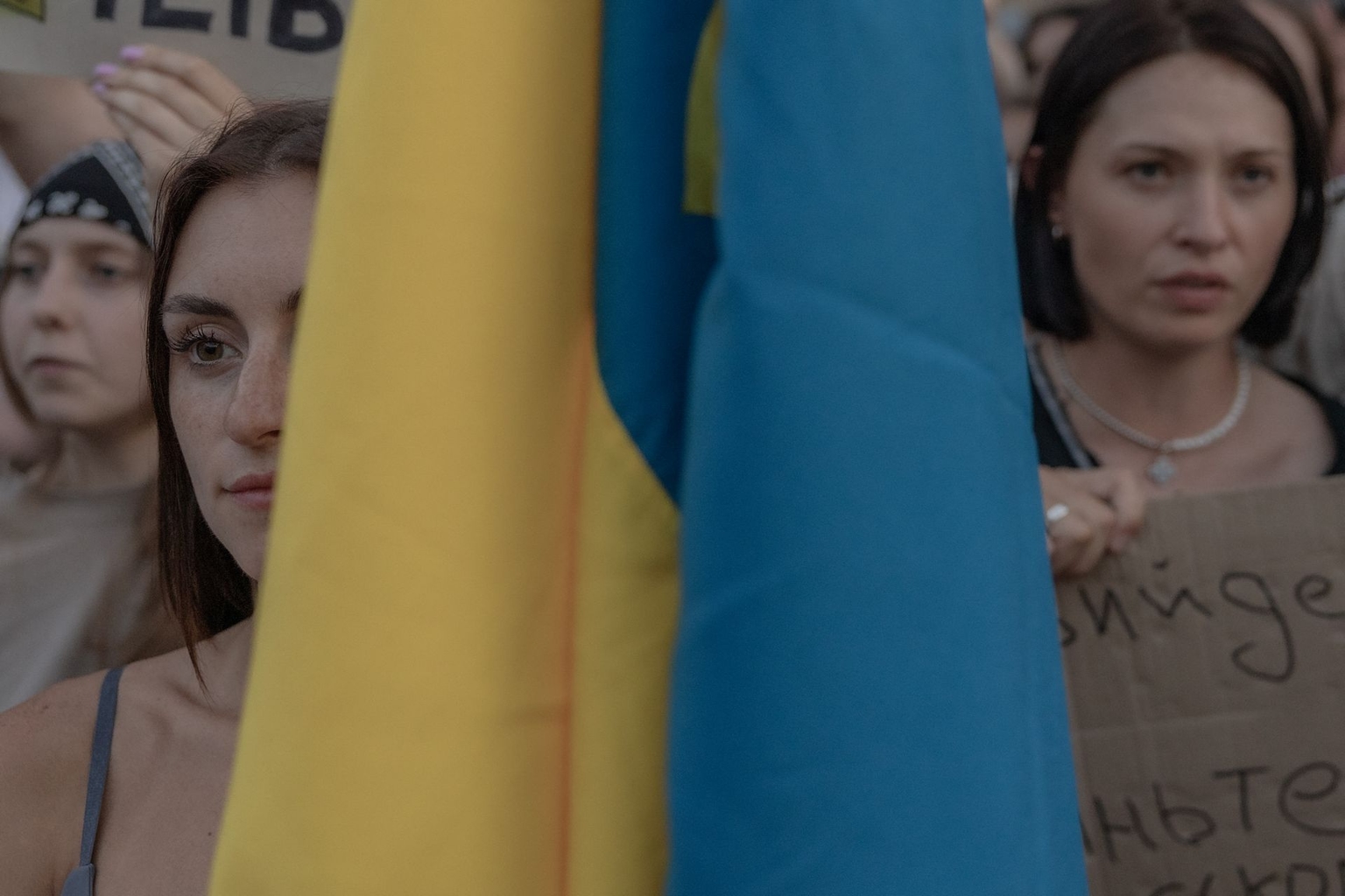 Protesters attend a demonstration in Kyiv, Ukraine, on July 18, 2026.