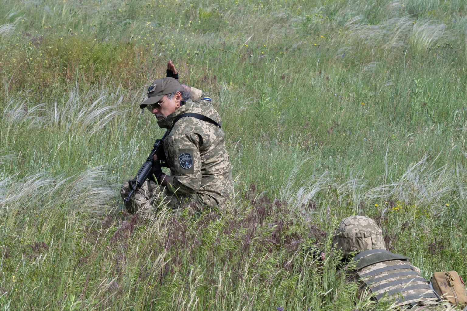 Colonel Jose David Chaparro directs his unit during training in Mykolaiv Oblast, Ukraine, in May 2026.