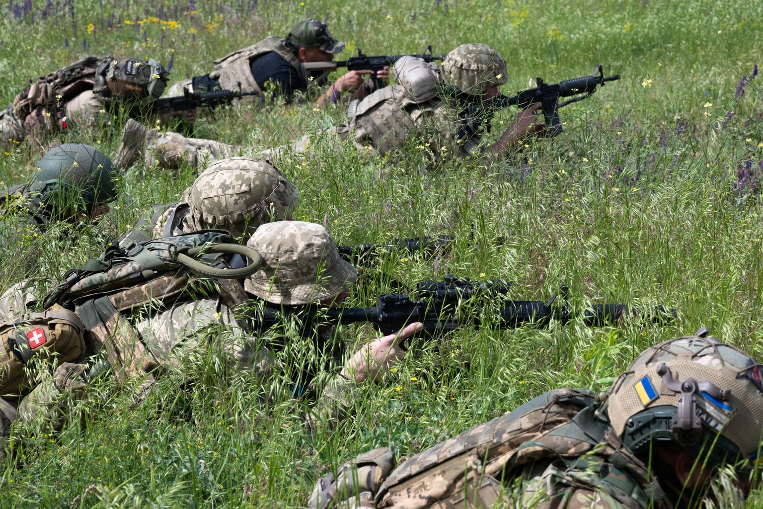 Bolivar Battalion soldiers take a firing position in Mykolaiv Oblast, Ukraine, in May 2026.