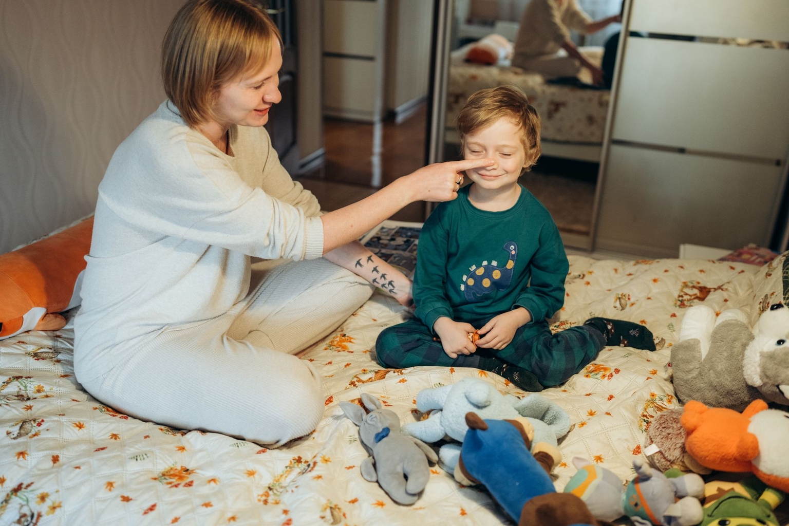 Anna Ablitsova plays with her 4-year-old son, Mykyta, at their home in Lutsk, Ukraine, on Oct. 17, 2026.