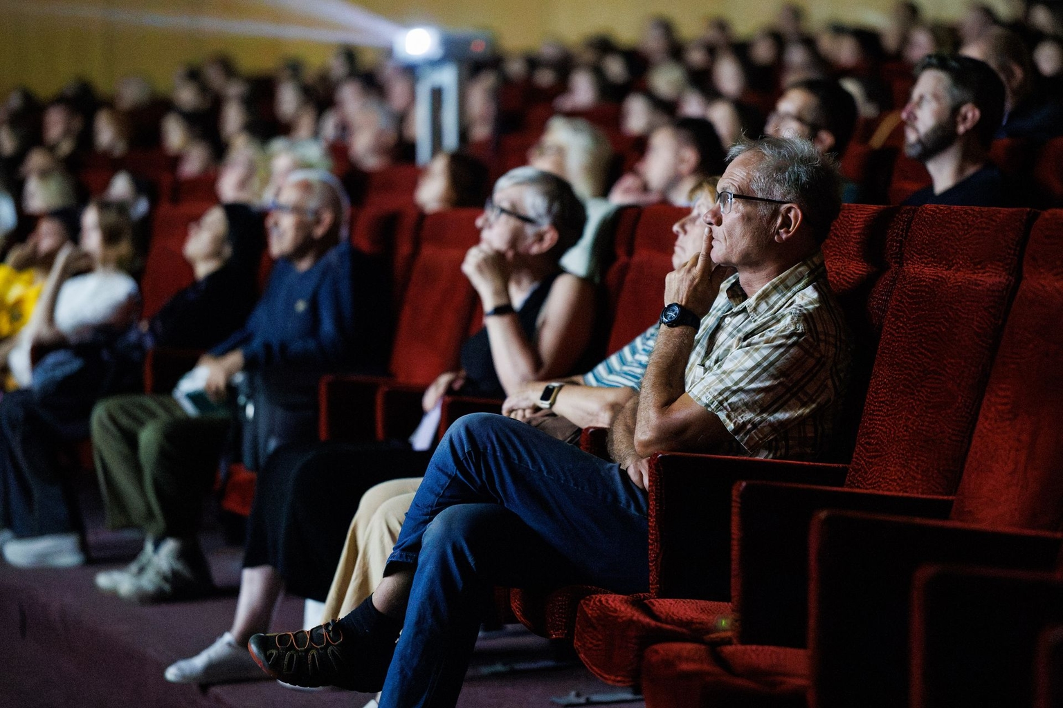 Audience members at the Kyiv premiere of Last Seen in Crimea, a new documentary by The Kyiv Independent’s War Crimes Investigation Unit, on Sept. 11, 2026 (Yevhen Poltavets/The Kyiv Independent)