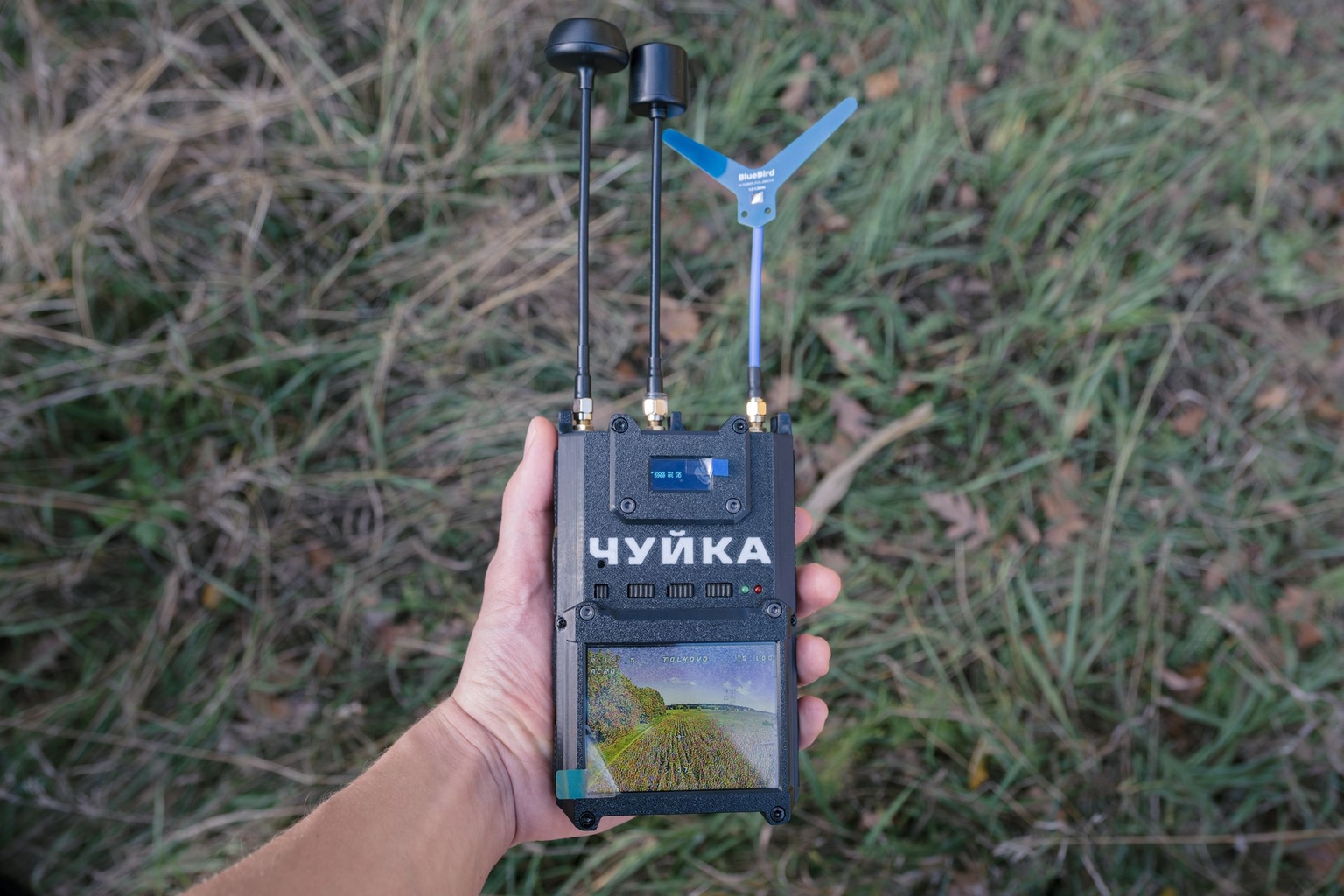 Chuika drone detector displays a drone's video feed during training in an unnamed location, Ukraine, on Oct. 20, 2026.