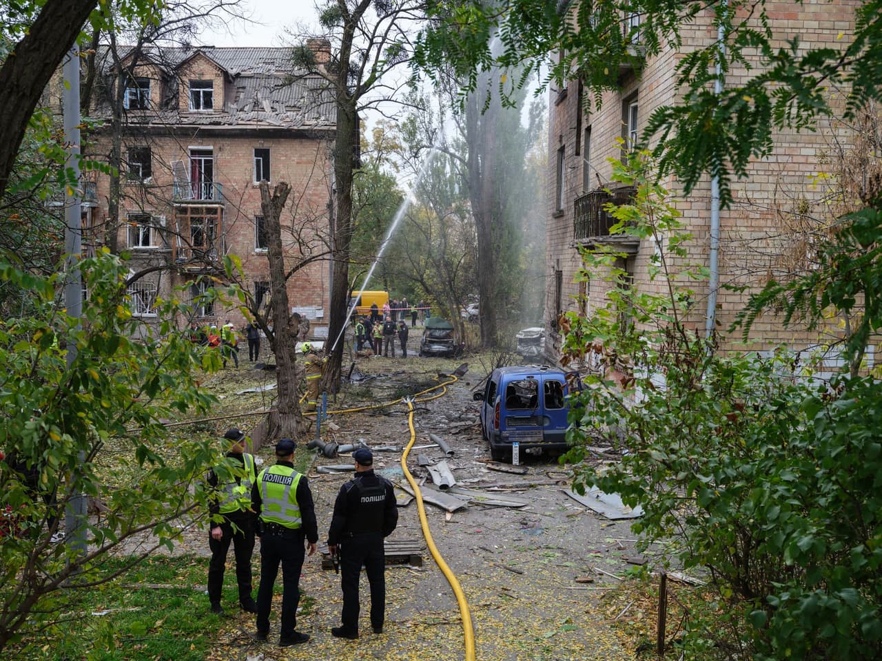Russian drone strikes Kyiv, injures 6, sets car ablaze