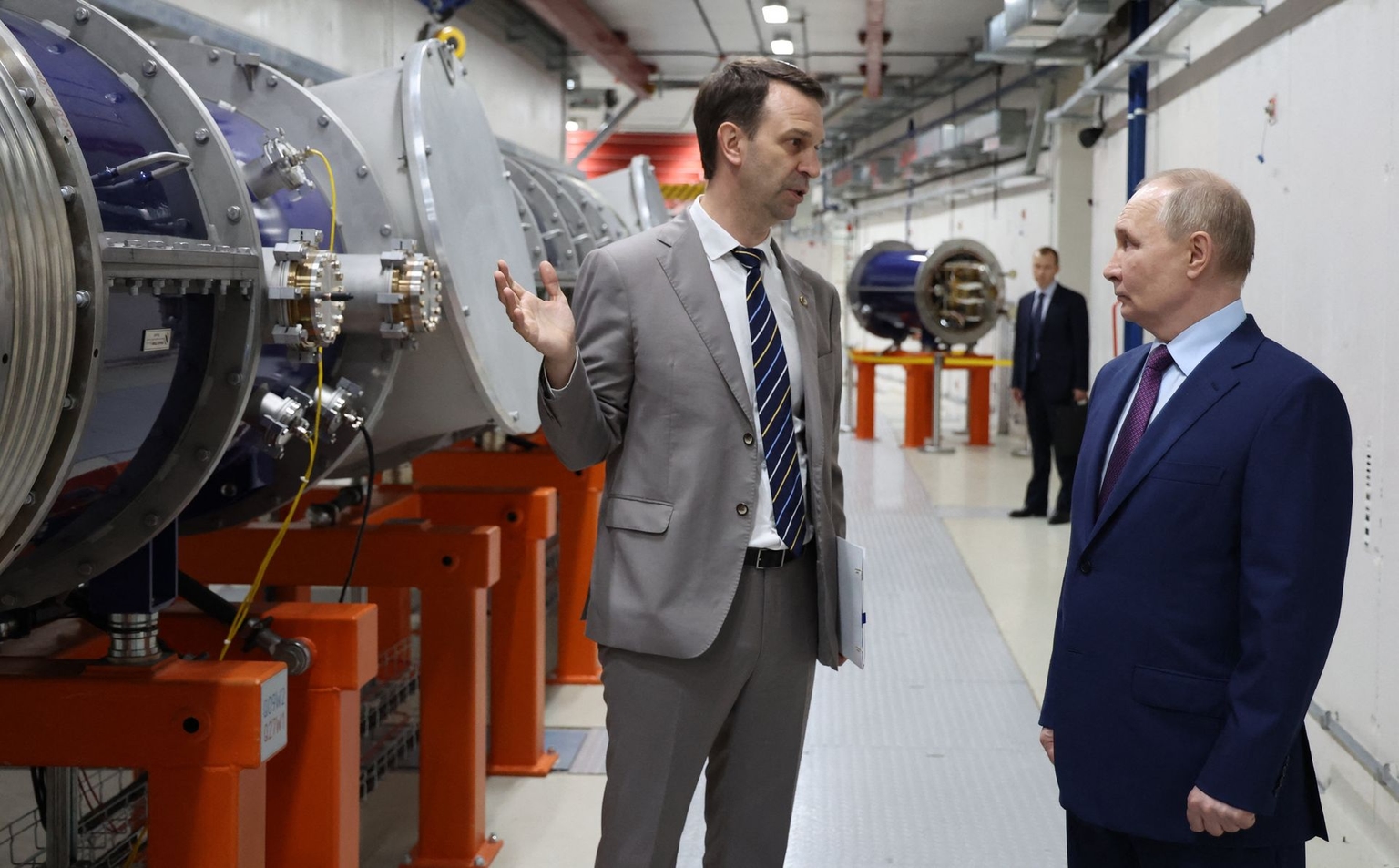 Grigory Trubnikov and Putin visits the NICA collider complex in Dubna, Russia, on June 13, 2024.