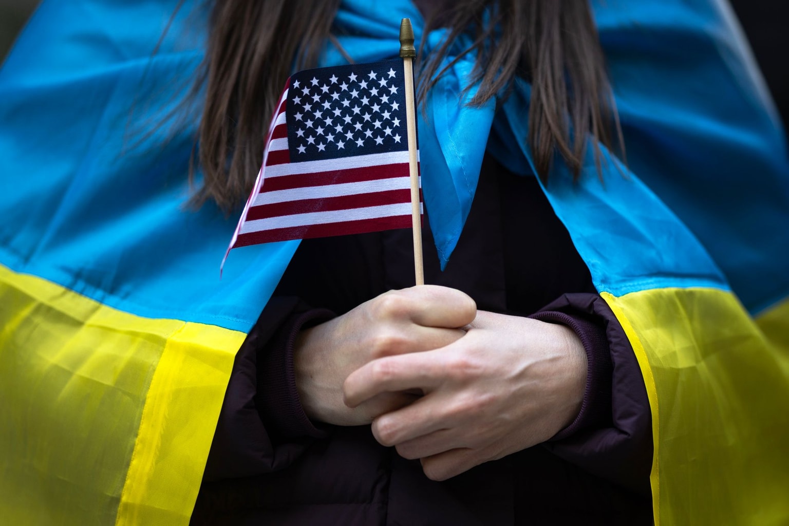 Demonstrators rally in support of Ukraine in Chicago, Illinois, on March 2, 2025.